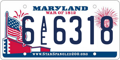 MD license plate 6AE6318