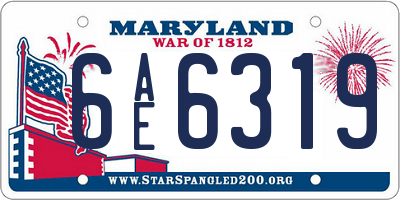 MD license plate 6AE6319