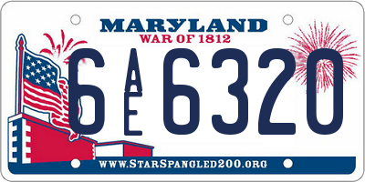 MD license plate 6AE6320