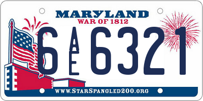 MD license plate 6AE6321