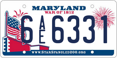 MD license plate 6AE6331