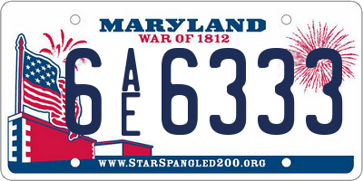 MD license plate 6AE6333
