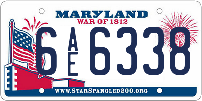 MD license plate 6AE6338