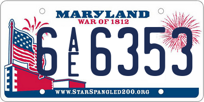 MD license plate 6AE6353