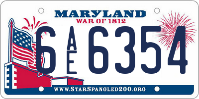 MD license plate 6AE6354