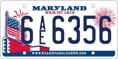 MD license plate 6AE6356