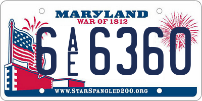 MD license plate 6AE6360