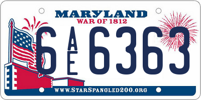 MD license plate 6AE6363