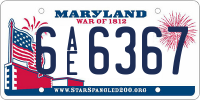 MD license plate 6AE6367