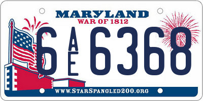MD license plate 6AE6368