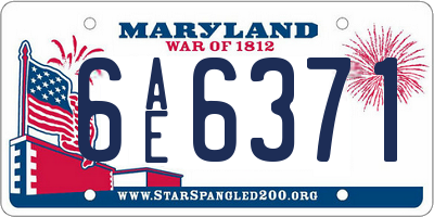 MD license plate 6AE6371