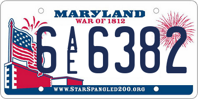 MD license plate 6AE6382