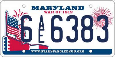 MD license plate 6AE6383
