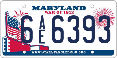 MD license plate 6AE6393