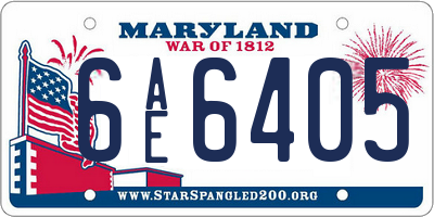MD license plate 6AE6405