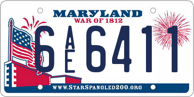 MD license plate 6AE6411