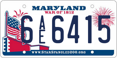 MD license plate 6AE6415