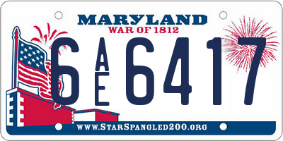 MD license plate 6AE6417