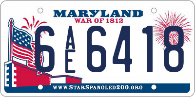 MD license plate 6AE6418