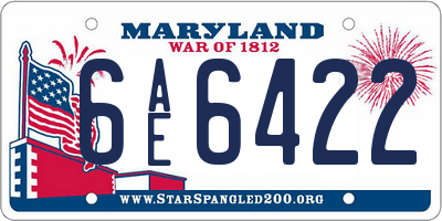 MD license plate 6AE6422