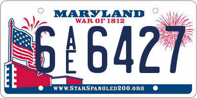 MD license plate 6AE6427