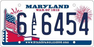 MD license plate 6AE6454