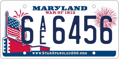MD license plate 6AE6456