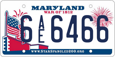 MD license plate 6AE6466