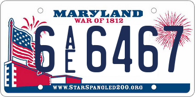 MD license plate 6AE6467