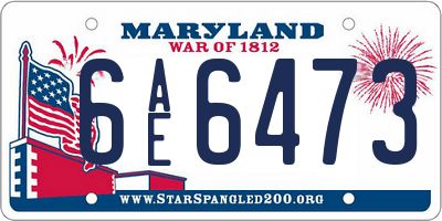 MD license plate 6AE6473