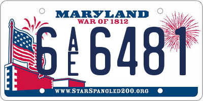 MD license plate 6AE6481
