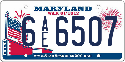 MD license plate 6AE6507