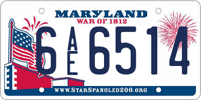 MD license plate 6AE6514