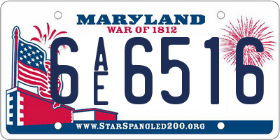 MD license plate 6AE6516
