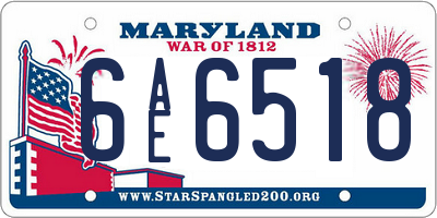 MD license plate 6AE6518