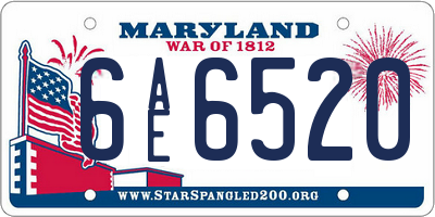 MD license plate 6AE6520