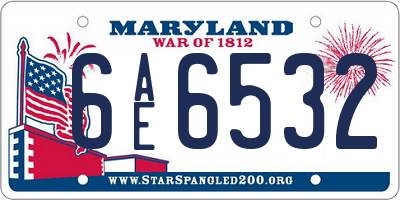 MD license plate 6AE6532