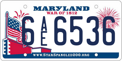 MD license plate 6AE6536