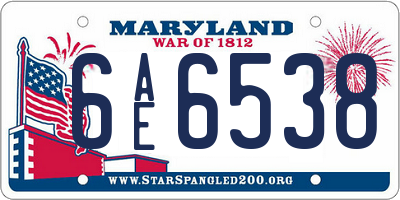 MD license plate 6AE6538