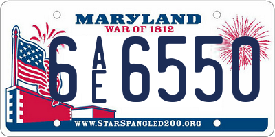 MD license plate 6AE6550