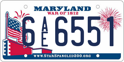 MD license plate 6AE6551