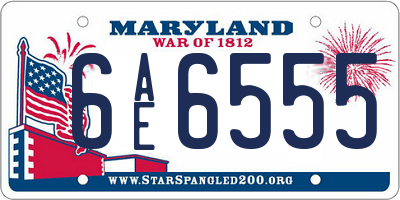 MD license plate 6AE6555