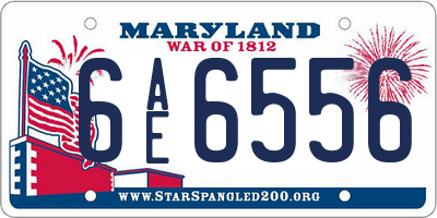 MD license plate 6AE6556