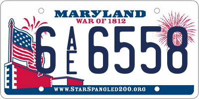 MD license plate 6AE6558