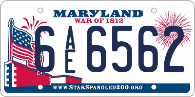 MD license plate 6AE6562