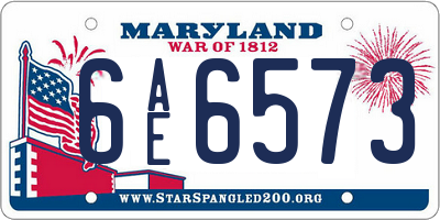 MD license plate 6AE6573