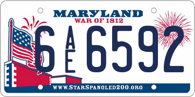 MD license plate 6AE6592