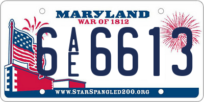 MD license plate 6AE6613