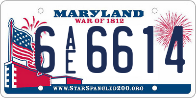 MD license plate 6AE6614