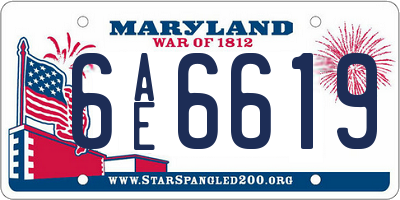 MD license plate 6AE6619